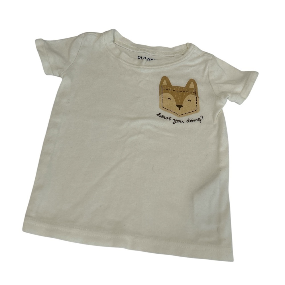 Old Navy Cream Short Sleeve Tee with Adorable Fox Graphic